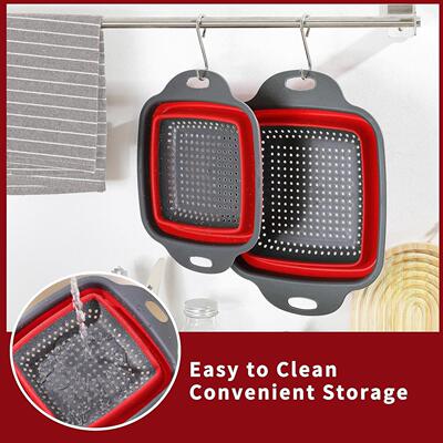 Collapsible Colander Set Strainers Draining Kitchen