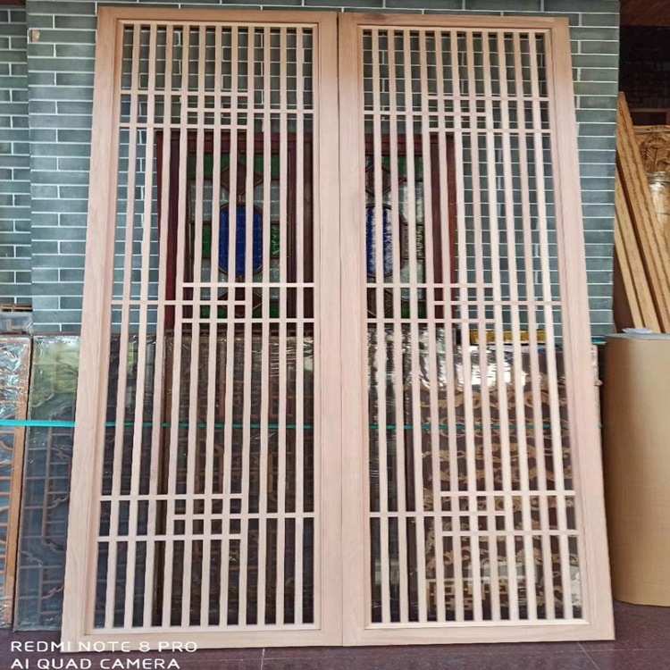 东阳木雕新中式仿古屏风 简易木格栅屏风 餐厅酒店茶室隔断遮挡