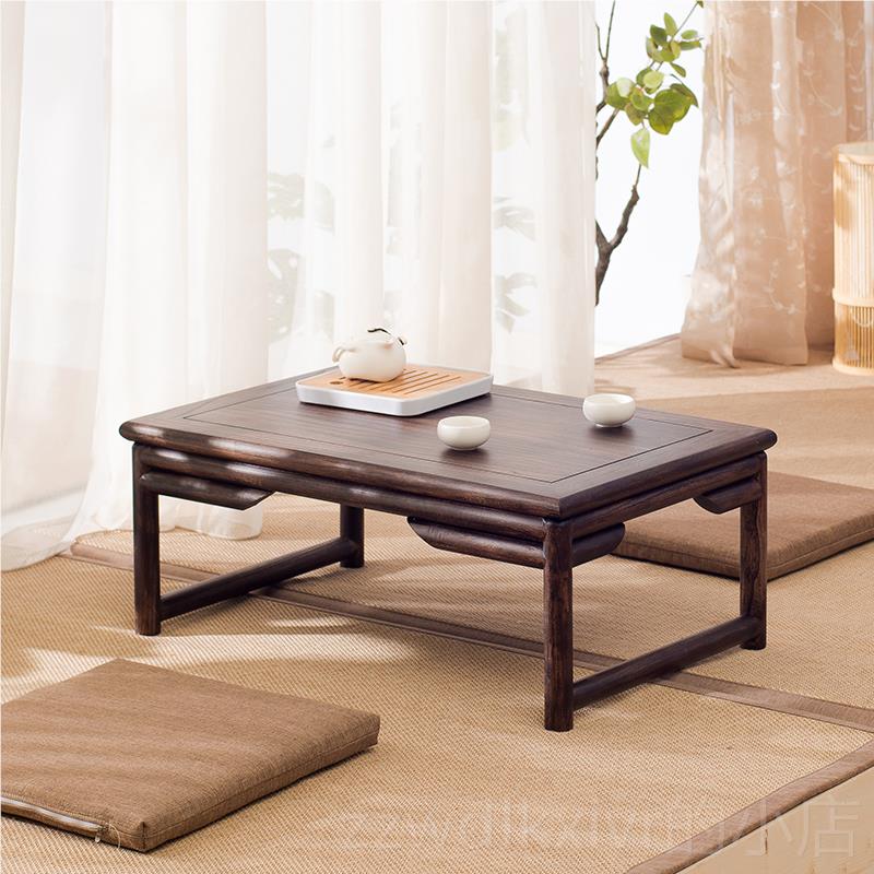 新款日中式榻榻米茶几飘木窗实木小桌子矮炕桌阳台国学桌老式榆茶