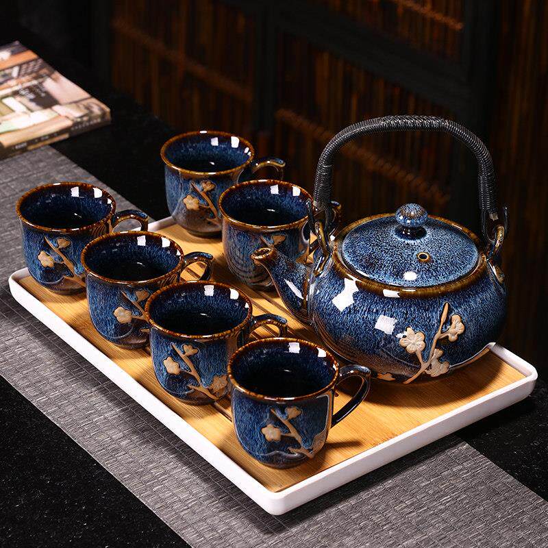 窑转抬梁功夫茶套装陶瓷茶壶中式大客厅家用简易茶杯茶盘