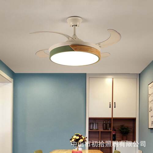 北欧风扇灯隐形吊扇灯家用卧室客厅餐厅现代简约带电风扇吊灯一体