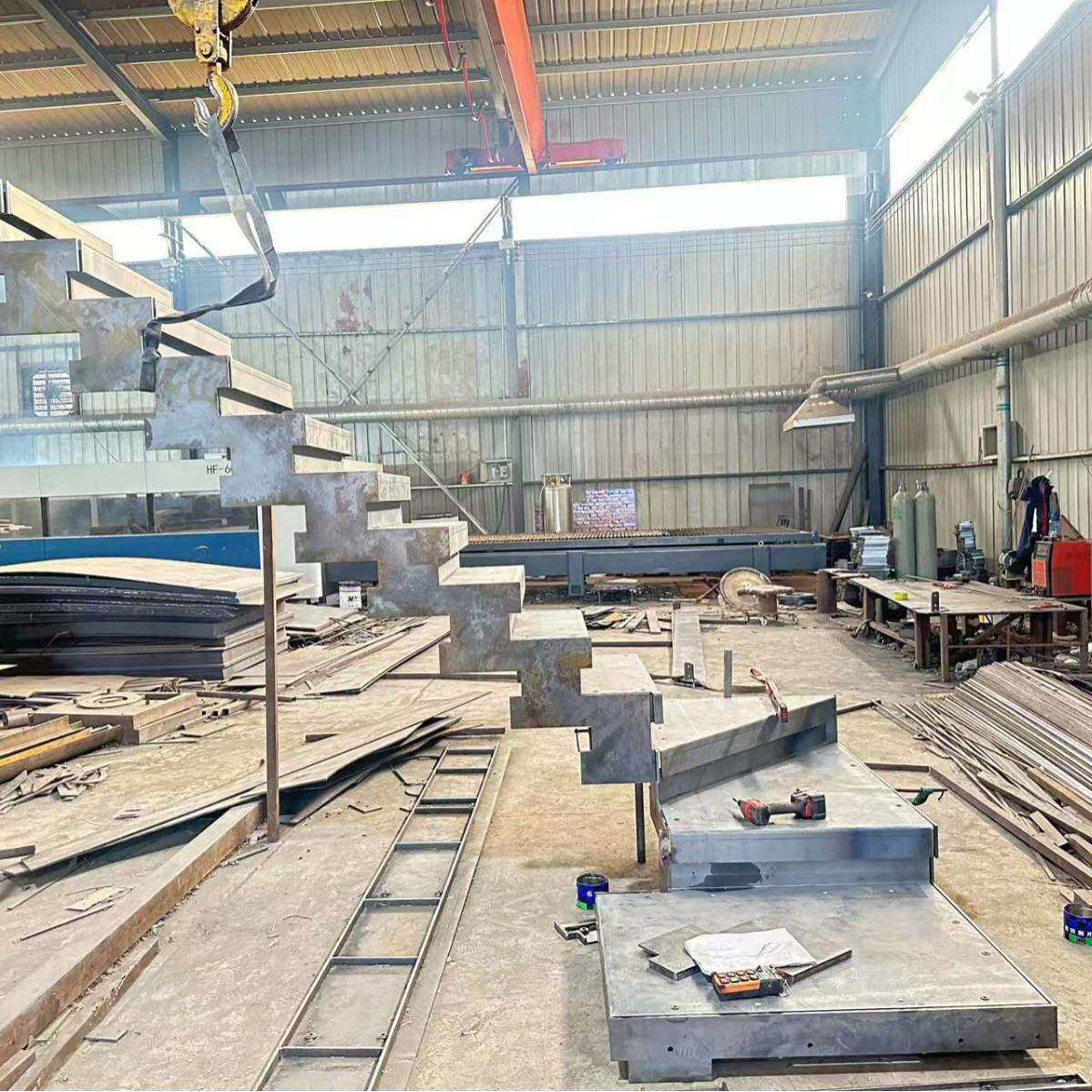 室内玻璃叠加梯堆叠楼梯家用商场别墅阁楼复试钢木安全稳固扶手