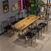 覆古怀旧餐桌椅六人位小吃面馆炸鸡汉堡麻辣烫烧烤火锅店桌椅组合