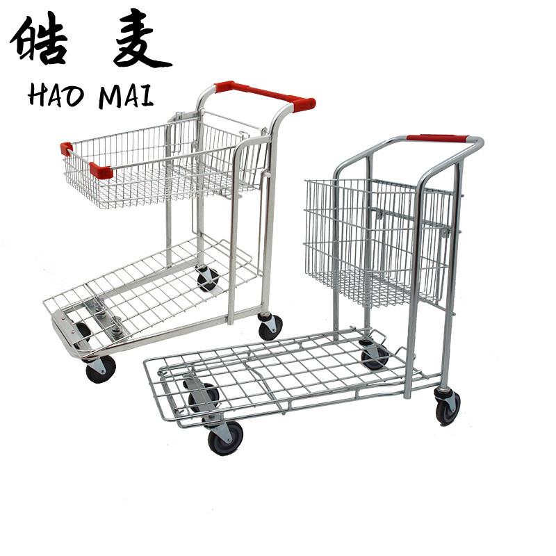 小型理货车双层可折叠超市仓库手推车理货车