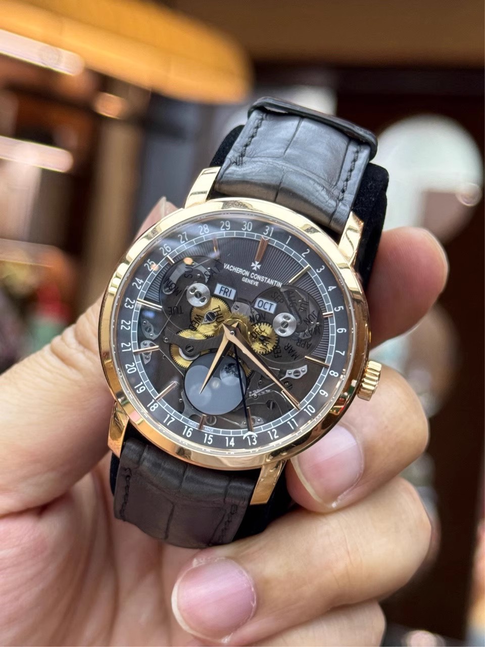 盒证9.8新江诗丹顿传袭系列手表男玫瑰金月相自动机械男款表4020T