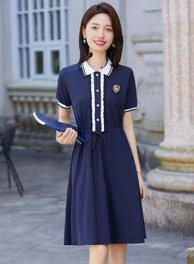 幼儿园老师园服夏季面试幼师工作服女职业连衣裙学生装学院风少女