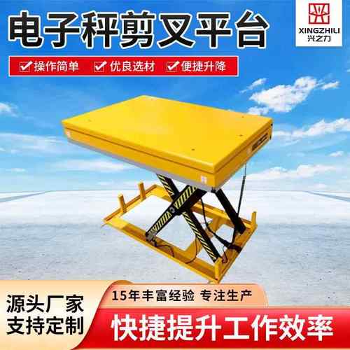 固定式升降液压泵站剪叉称重机厂房园区电动升降电子秤称重升降台