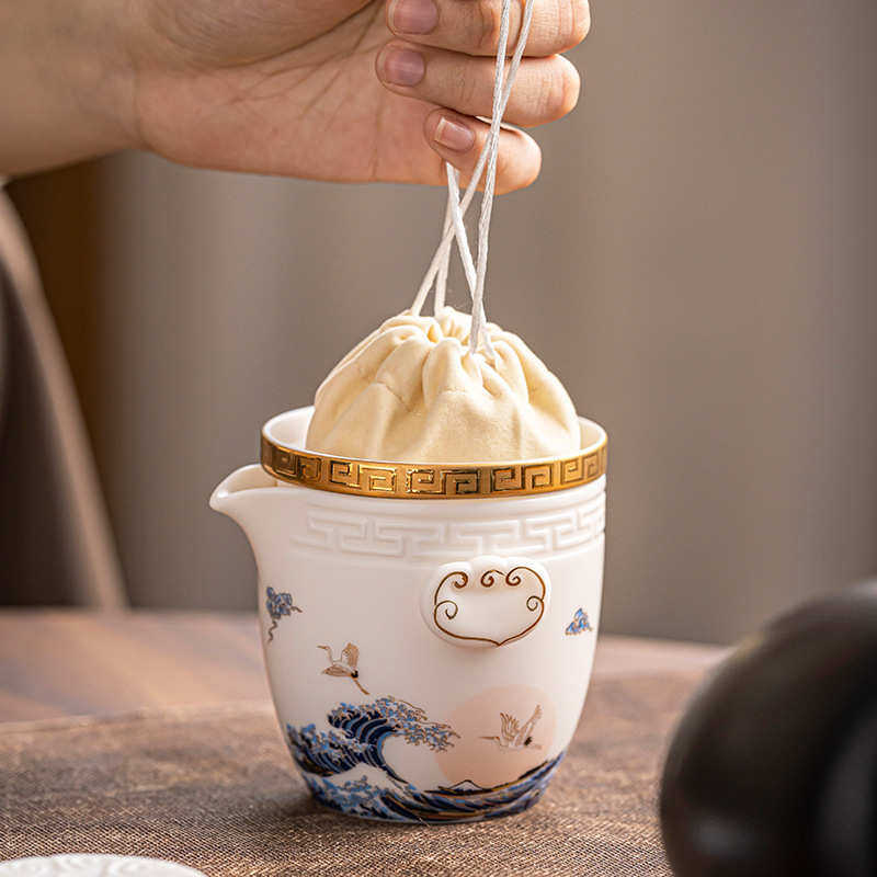 客便携分离泡茶杯瓷杯过滤快功夫茶水小套茶具旅行羊脂玉家用