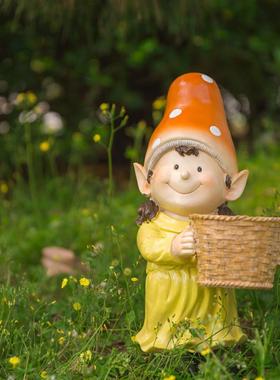 脂物1006庭院装饰户外花园美式园艺创花盆意树工艺品雕塑卡通人摆