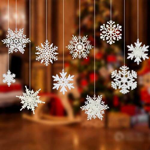 Christmas Snowflake Ornament Plastic white snowflake string
