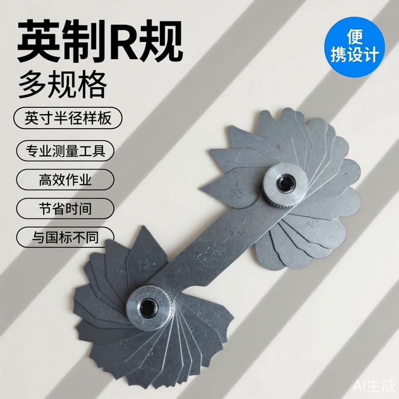 英制R规铡刀式半径规样板R角规高精度规尺弧度圆角圆弧尺套装齐全