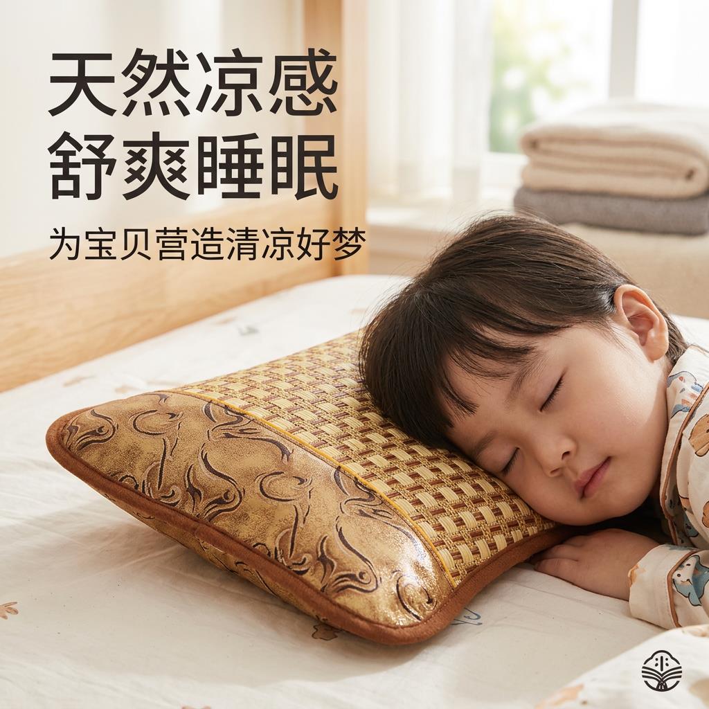 夏季凉席枕头决明子枕芯儿童凉枕宝宝透气冰藤枕幼儿园学生专用枕