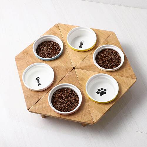 陶瓷猫碗狗碗饭盆多猫食盆小猫咪碗幼猫专用喝水碗防打翻喂食饭碗
