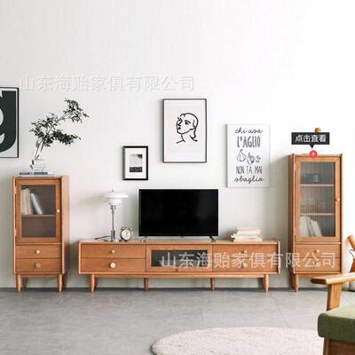 柜全桃实电视樱木木翻门储物柜简1800*360约小户型客厅日式地台视