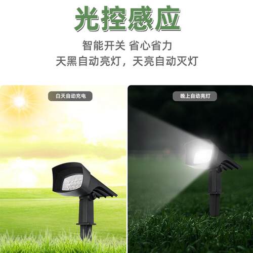 跨境太阳能户外庭院X家用灯草YH0516坪插灯地灯花园射灯IP5防水