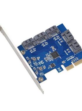 1个 颜色：蓝色 材质：PCB PCI-E转5口SATA3.0扩展卡pcie转sata可