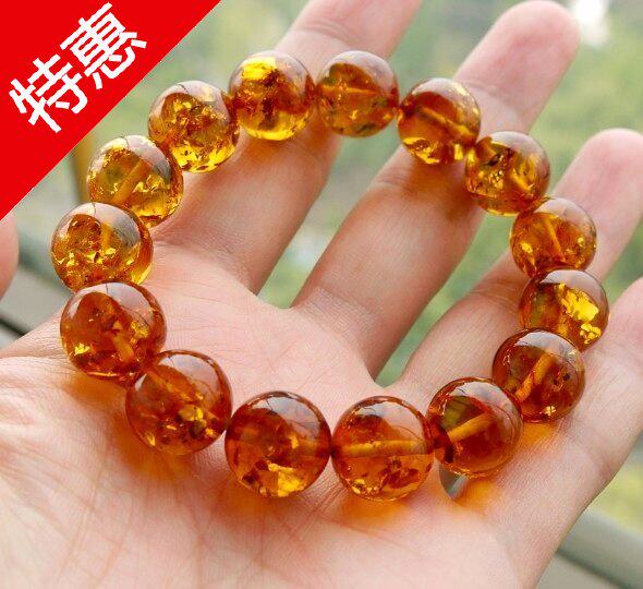 特价收藏礼品天然琥珀吊坠珠原石绝美的金花珀项链手串手链特价