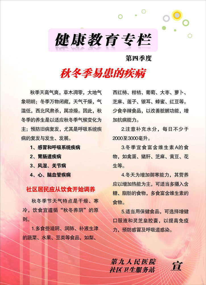 640海报印制海报展板素材731秋季易患的疾病医院卫生站