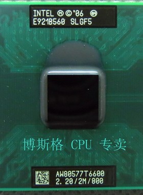 T6600 笔记本 CPU 原针脚PGA 正式版 2.2G/2M/800 SLGF5 965 平台