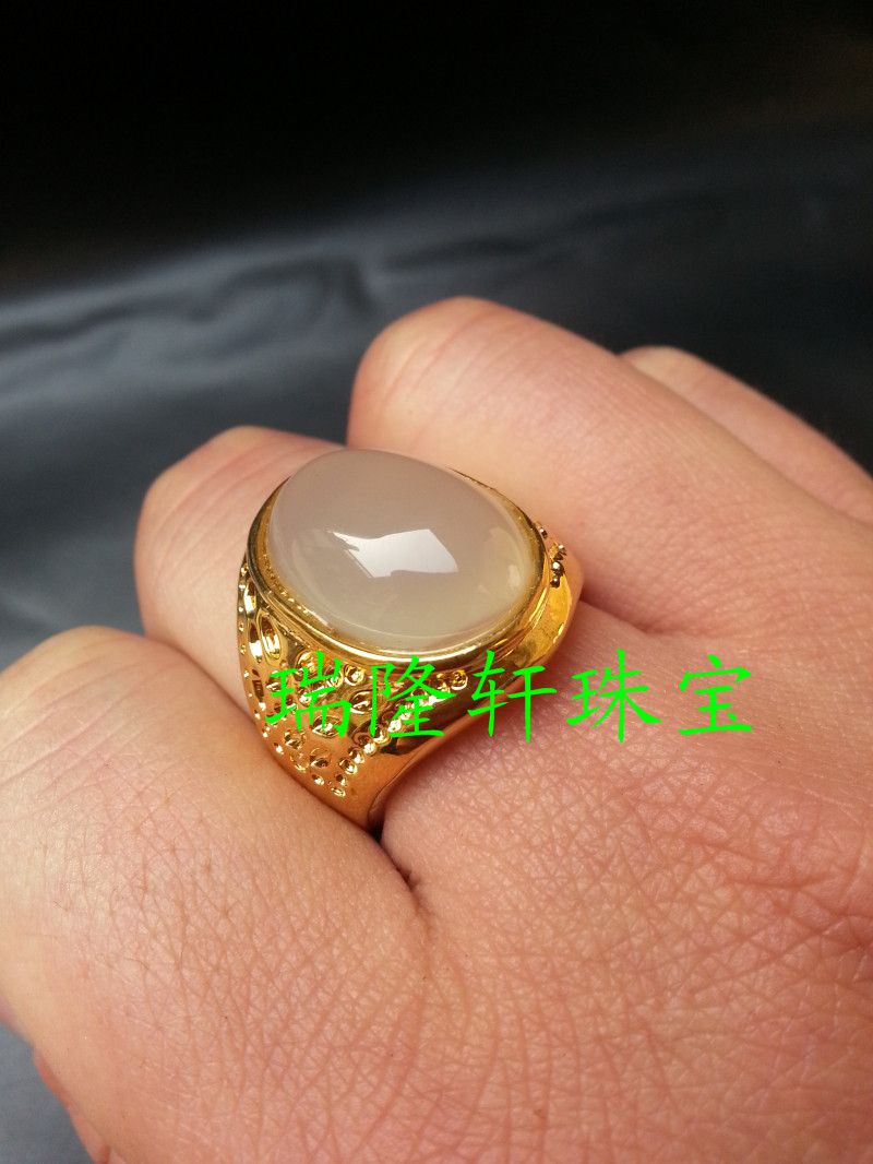 冰种玛瑙指环天然玉石男女同款