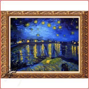 超清晰彩色十字绣重绘图纸/源文件 梵高 星空