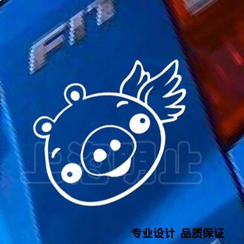 小猪翅膀车贴 猪天使 动物车贴 反光贴 幽默搞笑 个性贴 汽车贴纸