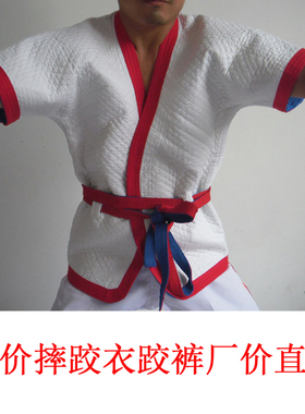 中国式摔跤服褡裢红蓝款白色款加厚纯棉摔跤衣厂家直销一件代发