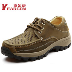 ER Kang genuine leather men's shoes with perforated breathable casual shoes leather shoes with hollow outdoor wear cushioned shoes