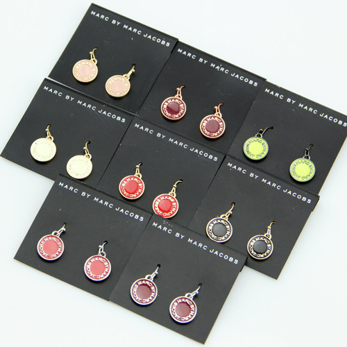 thumbnail for 39 carat round multi-color simple dripping letter disc earrings