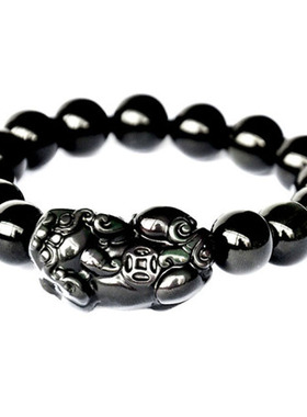 天然彩虹眼黑曜石貔貅手链