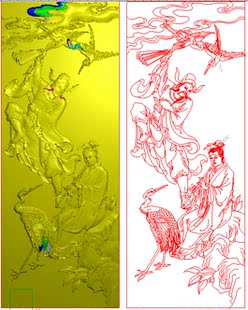 精雕图 靠背 八仙朝国舅,韩湘子 源文件 JDP【JD385】