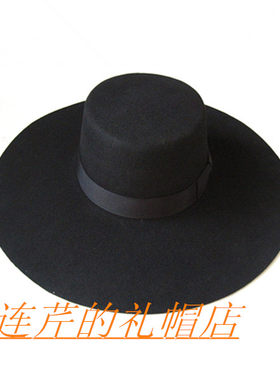 纯羊毛舞台欧美平沿帽檐
