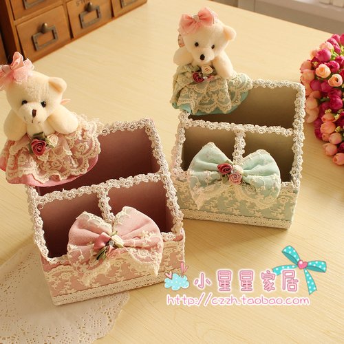 布艺田园桌面收纳篮整洁