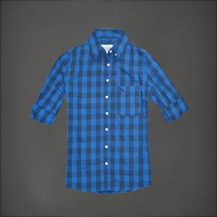 AF/正 女款长袖格子纯棉衬衫 蓝绿方格子两色入 欧美经典范特价款