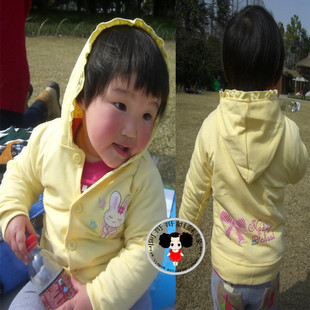 清倉特價兒童衛衣T恤2012春秋女童帶帽長袖單排扣小外套現貨