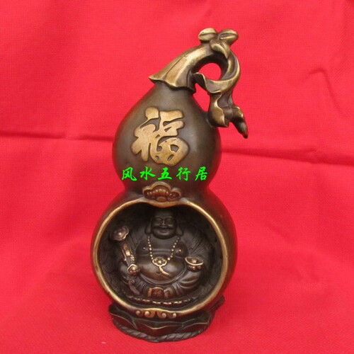 纯铜葫芦笑佛摆件弥勒佛坐葫芦