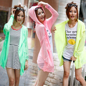 正品 薄长袖 女带帽防晒衣长袖 春夏秋韩版 透明针织衫 开衫 防晒衫