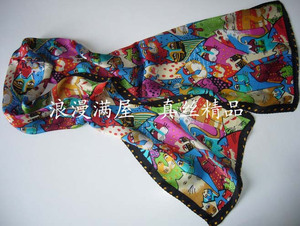 女秋冬丝巾 桑蚕丝真丝丝巾 真丝围巾 长丝巾  百搭小长巾