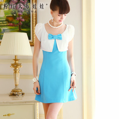 Summer pink dress doll blue spell bows a preclusion 2015 summer swing short sleeve bubble dress