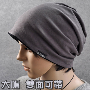 针织帽子男士 进口韩版 全棉大号春秋天套头帽男帽潮休闲女2035 包邮