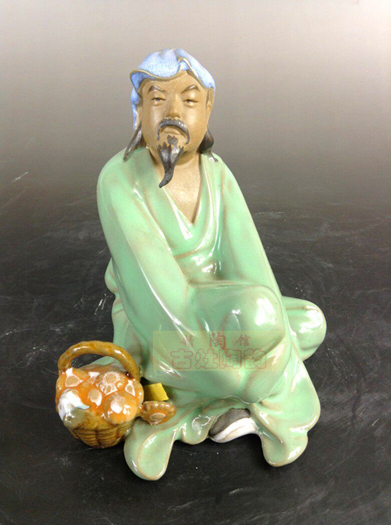 陶瓷工艺品石湾公仔家居装饰品礼品客厅书房招财摆件渊明爱菊促销