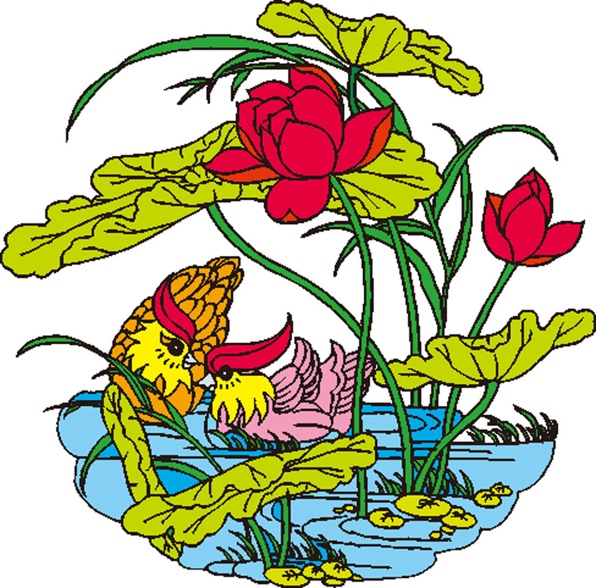 552海报印制海报展板素材398中国传统文化艺术鸳鸯戏水 个性定制