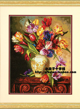 小房子十字绣 正品DMC套件-鹦鹉郁金香 70-35305油画满绣花瓶摆件