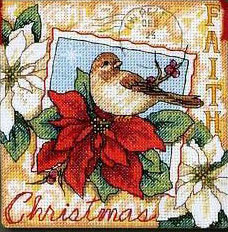 DMC绣线小小鱼B818花卉圣诞小鸟现代简约精准印花印布十字绣套件