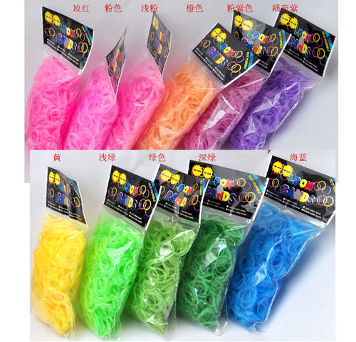 Rainbow loom环保透明果冻橡皮筋圈DIY彩虹编织手链环补充包600根