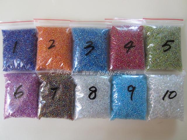 DIY炫彩米珠珠子 服装辅料*幻彩十字绣珠 2mm七彩米珠12色45克