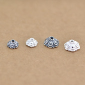 S925纯银 泰银宫廷风花托隔片 佛珠手串手链项链DIY饰品配件