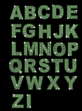 绿色钻石英文字母阿拉伯数字设计矢量艺术字可喷绘 店铺装修 073