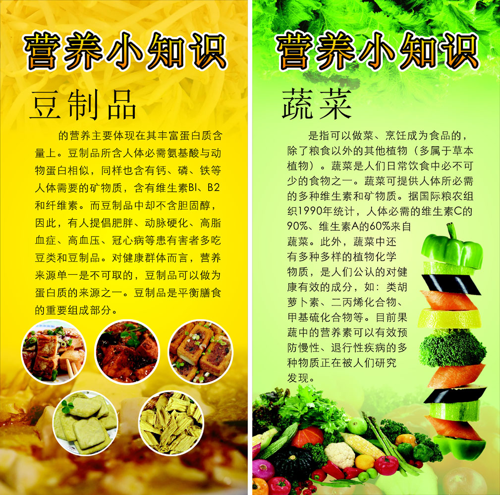 595海报印制海报展板素材852食堂宣传画营养小知识豆制品蔬菜