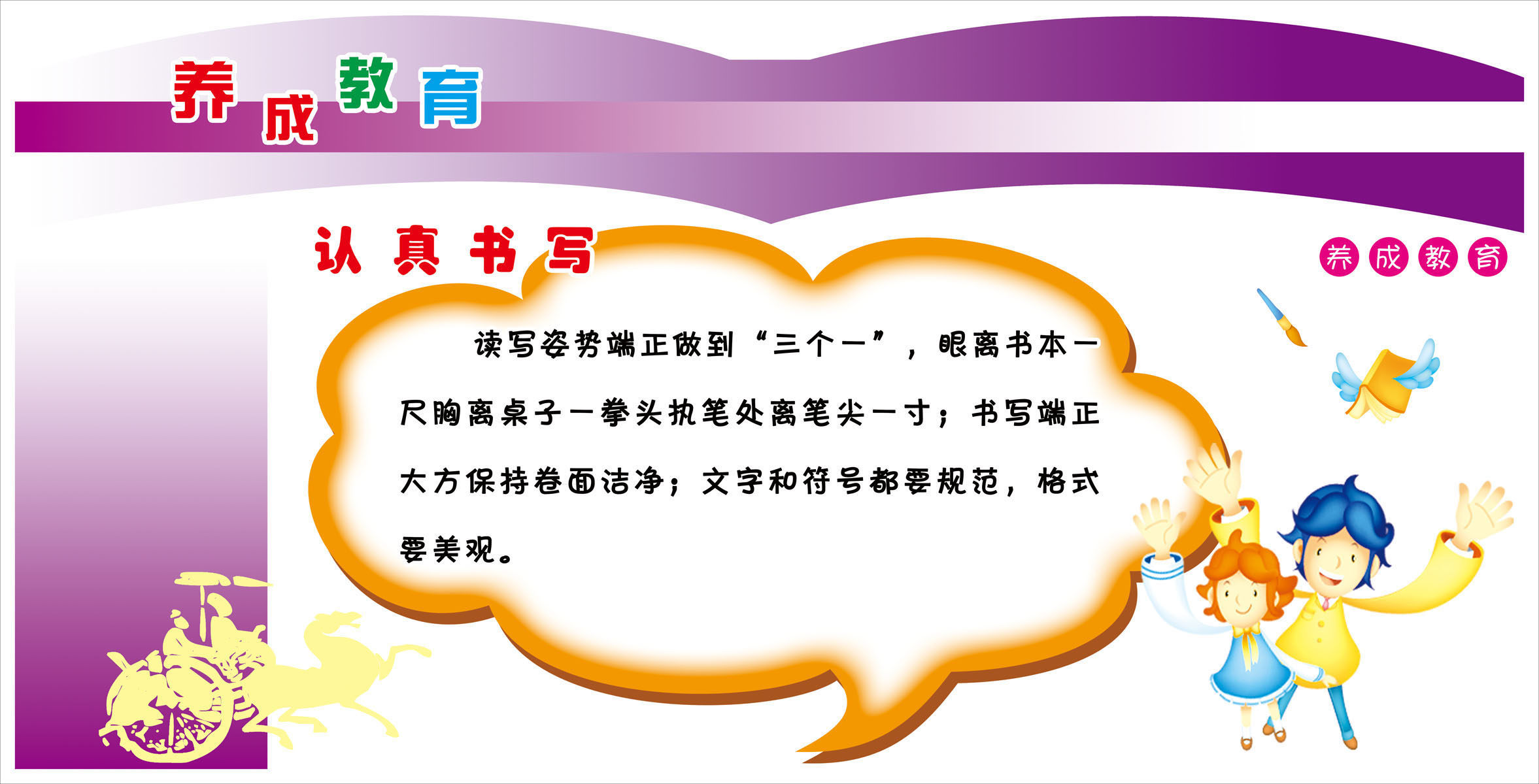 643海报印制海报展板素材684校园养成教育认真书写宣传教育